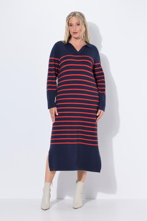Actual product image Ulla Popken Breton Stripe Collared Knit Dress (54)