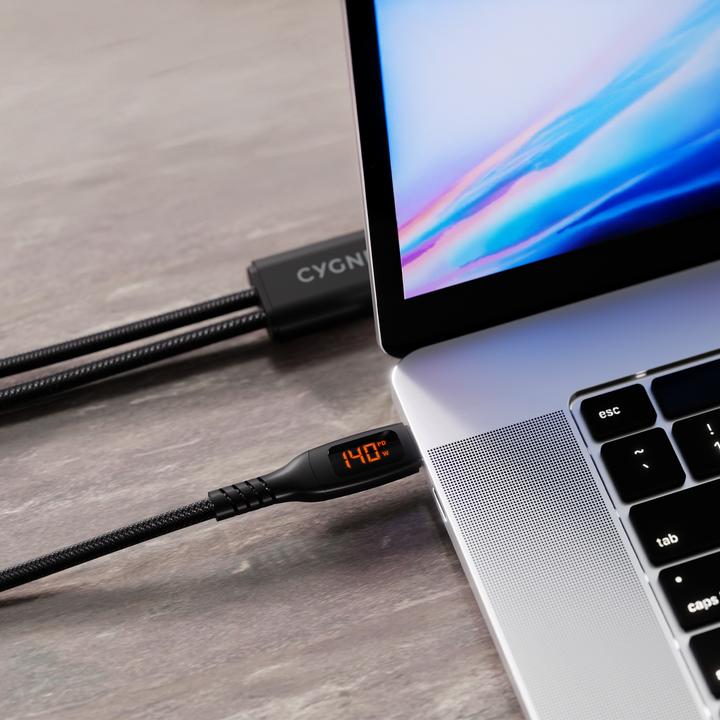 Immagine prodotto Cygnett USB-C-Doppelkabel Split LED 140W, 1,5m (1.50 m, USB 2.0, 140 W)