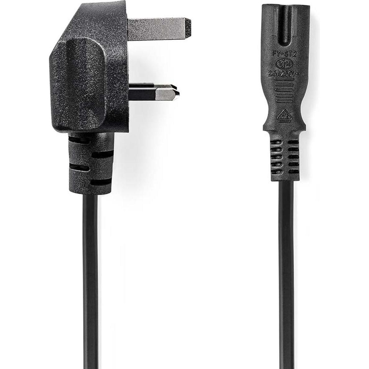 Nedis Cavo di alimentazione UK spina UK IEC-320-C7 2,00 m Sì 2x 0,75 mm² rame rotondo (2 m), Cavo di alimentazione, Nero