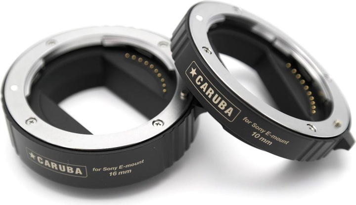 Caruba Extension Tube Set Sony E Series Chrome APS C and FULL FRAME (Version II) (Macro intermediate ring, Sony E)