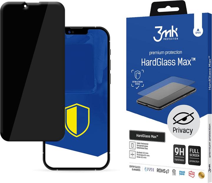 3MK HardGlass Max Privacy for iPhone 13 Mini black frame (1 Piece, Apple iPhone 13 mini)