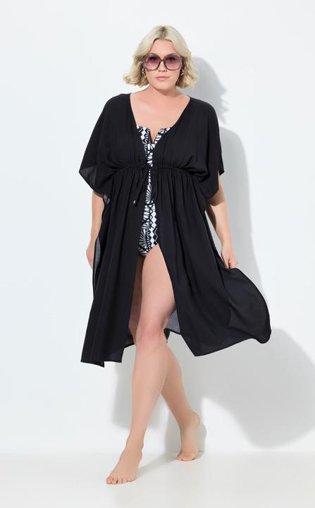 Immagine prodotto Ulla Popken Caffettano dal taglio oversize con laccetti intrecciati, scollo a V e mezze maniche (42, 44, 46, 48)