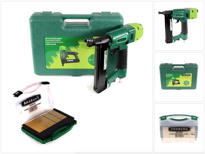 Actual product image Prebena 2XR-ES40 Stapler Compressed Air Nailer in Transport Case Type ES + 6000x CNKHA