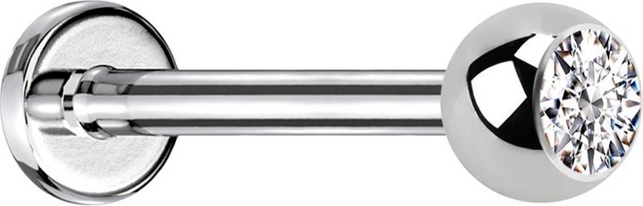 Produktbild Star Piercing Micro Labret silber mit Kugel Kristall silber (ohne Messing, Chirurgenstahl 316L)