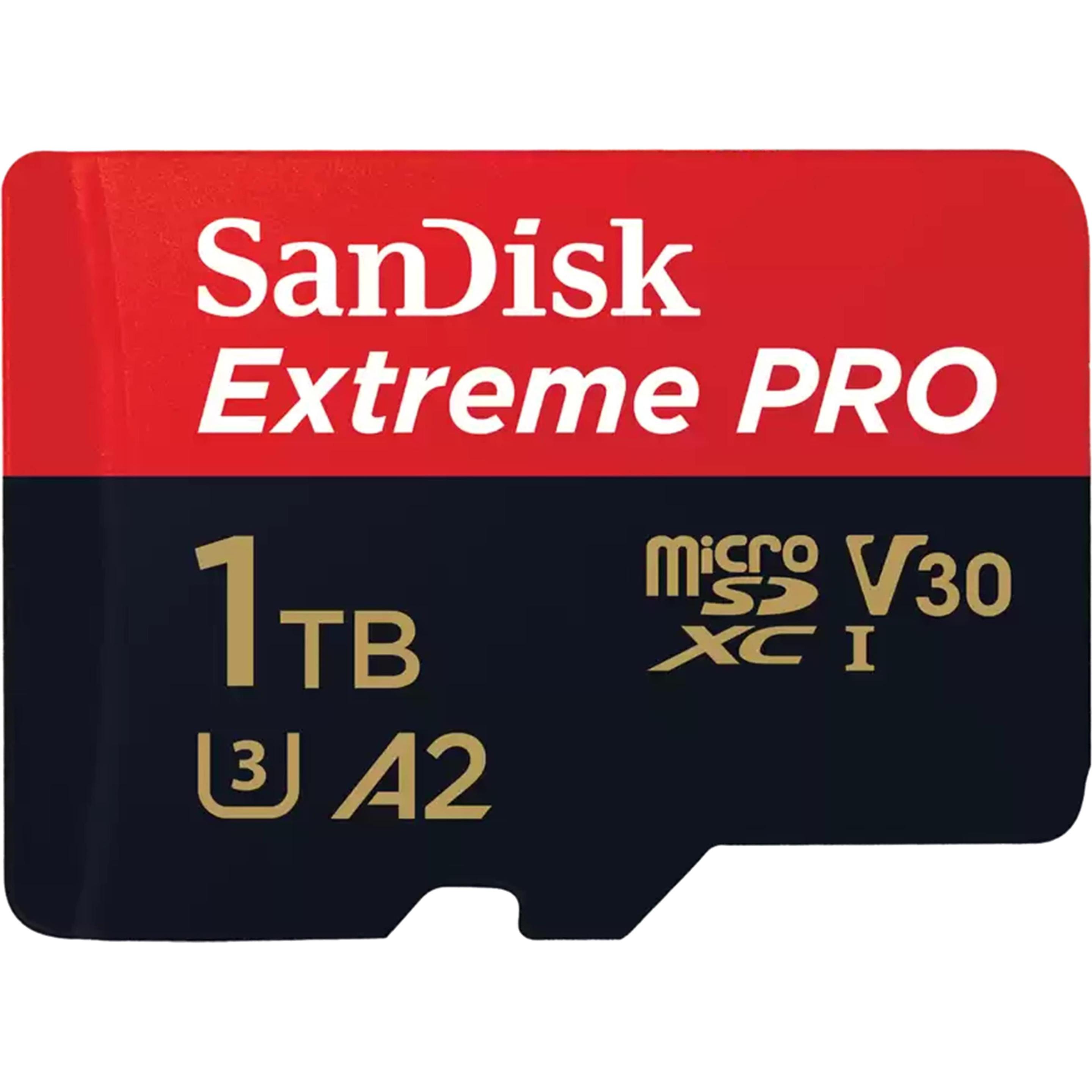 SanDisk Extreme PRO UHS-I V30 (1000 GB, microSDXC, U3, UHS-I), Speicherkarte, Schwarz