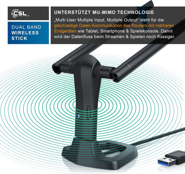 Produktbild CSL AC1200 WLAN Adapter USB 3.0 (USB 3.0)