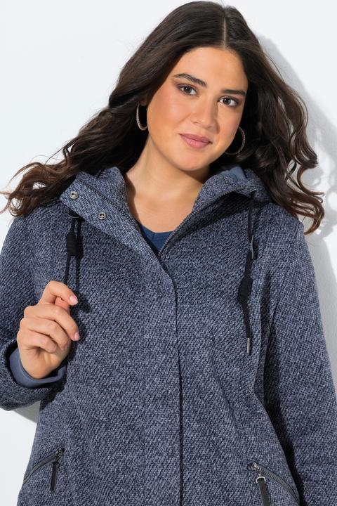 Immagine prodotto Ulla Popken Giacca in maglia e pile con cappuccio, tasche con zip e cerniera a cursore doppio (46, 48)