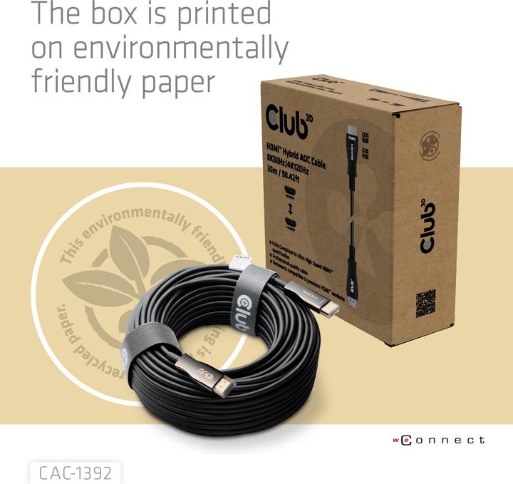 Actual product image Club 3D Club3D HDMI-Kabel A -> A 2.1 aktiv opt. 8K60Hz UHD 30 Meter retail (30 m)