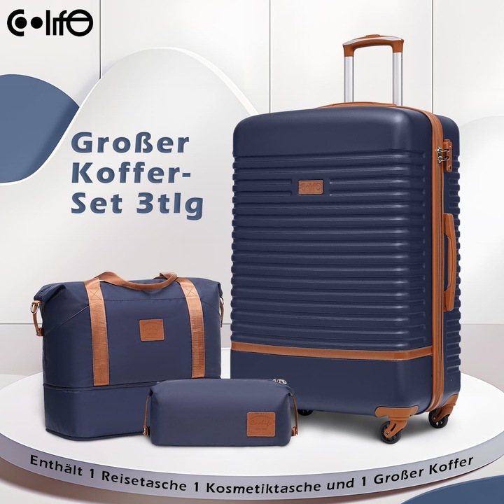 Actual product image Coolife 3-piece luggage set (93 l, Hand luggage (up to 50 litres), L (90 - 115l))