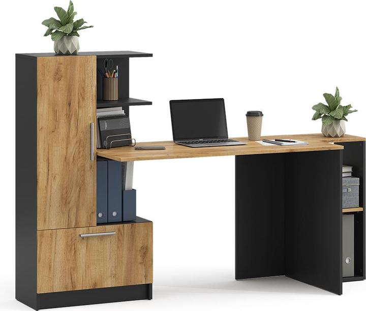 Produktbild Vicco Schreibtisch Tomy, Anthrazit/Goldkraft Eiche, 150 x 59 cm 2er Set