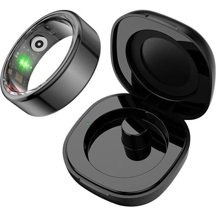 Colmi R02 Smart Ring, Grösse 10, 19,8 mm (schwarz) + Ladebox, Smart ring