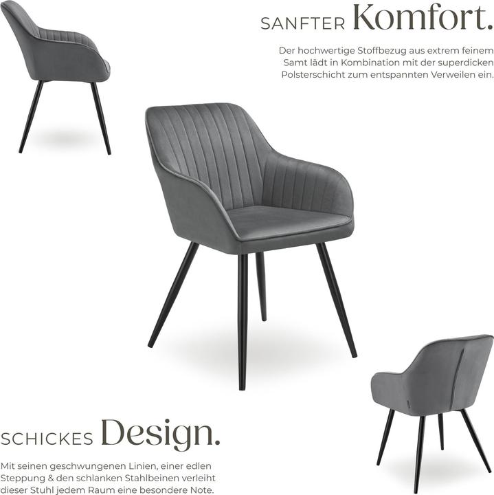 Actual product image tectake Chair Marilyn, Velvet look, quilted