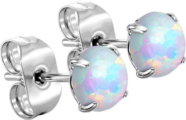 Immagine prodotto Star Piercing Orecchini a perno in argento con opale bianco (senza ottone, Acciaio chirurgico 316L)