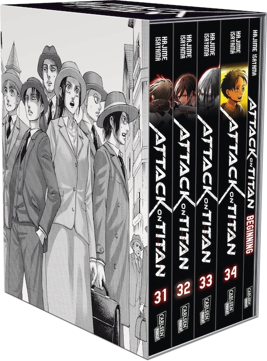 Produktbild Attack on Titan, Bände 31-34 im Sammelschuber mit Extra (Deutsch, Hajime Isayama, 2022)