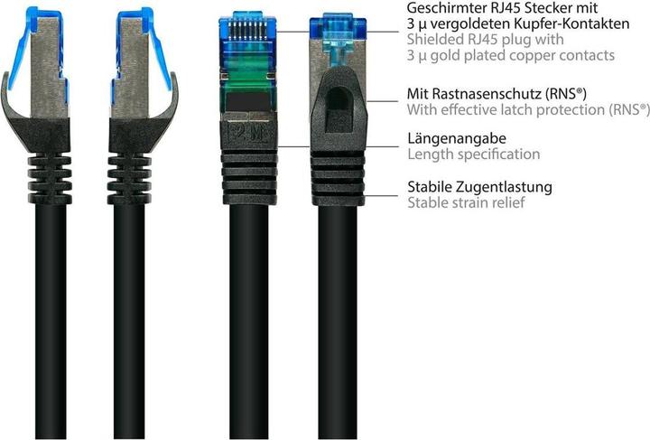Produktbild Varia SO-33844 - Patchkabel Cat.6a, S/FTP, 15m, schwarz (PiMF, S/FTP, CAT6a, 15 m)
