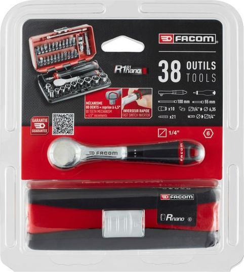 Image du produit Facom R.181NANOPB Jeu de douilles et de cliquets métrique 1/4"" 38 pièces