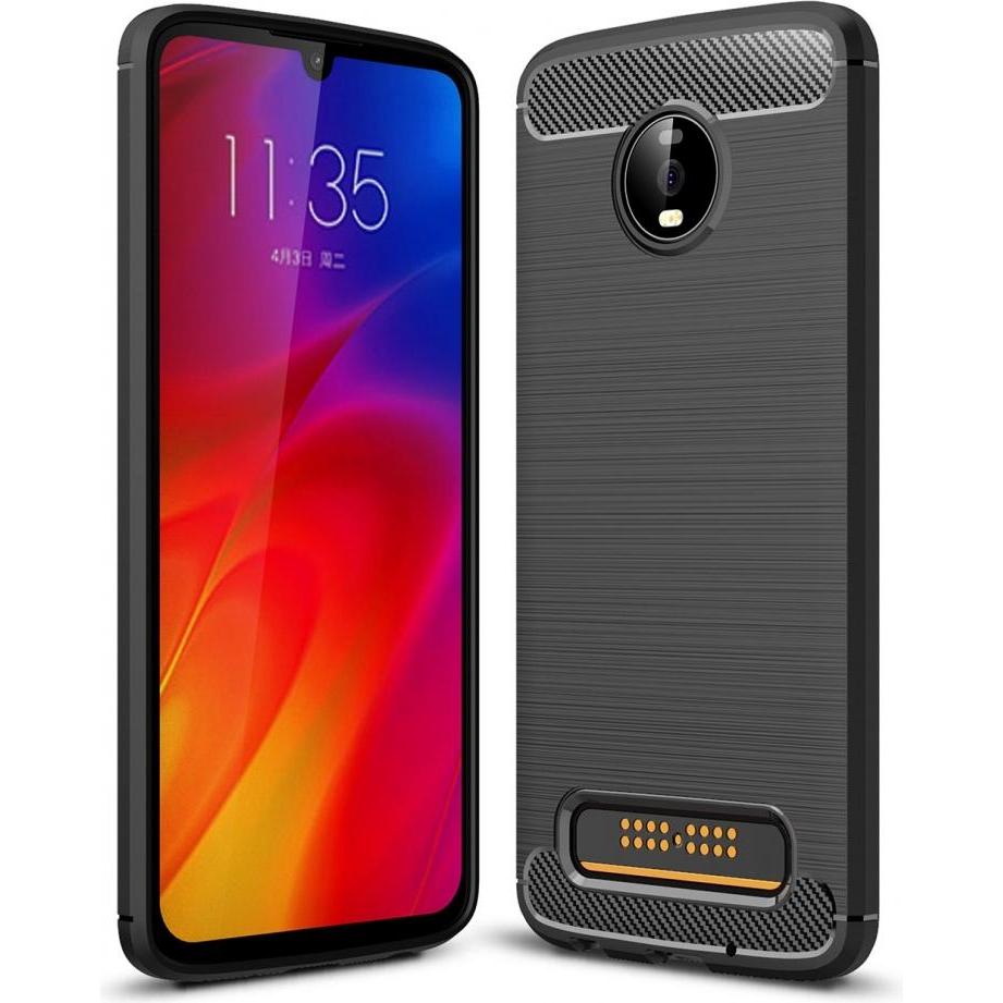 Screenguard Motorola Moto Z4 Hülle Carbon Brushed Soft TPU (Motorola Moto Z4), Smartphone Hülle, Schwarz