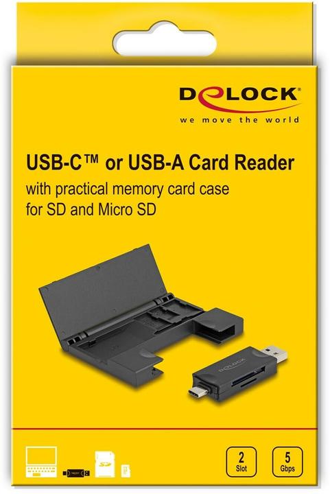 Actual product image Delock Card Reader USB 5 Gbps USB Type-C / Type-A for SD and (USB-C 3.2 Gen 1)