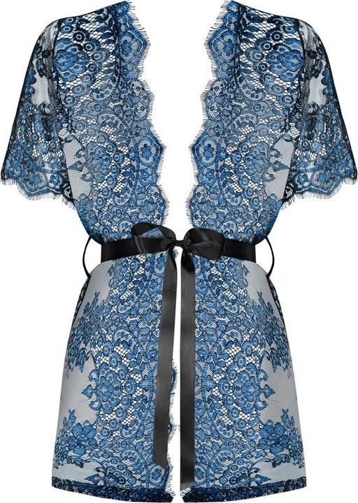 Image du produit Obsessive Peignoir bleu indigo avec pointe de cil et ruban de satin (S, M)
