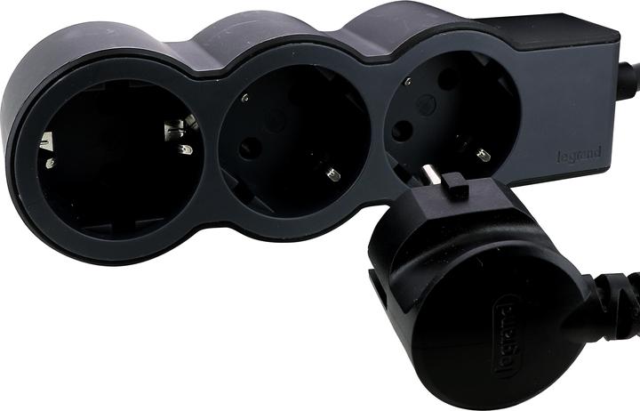 Actual product image Legrand Flat socket strip 3x socket, 3 metre cable Black 694560 (3 x, CEE 32/5, 3 m)