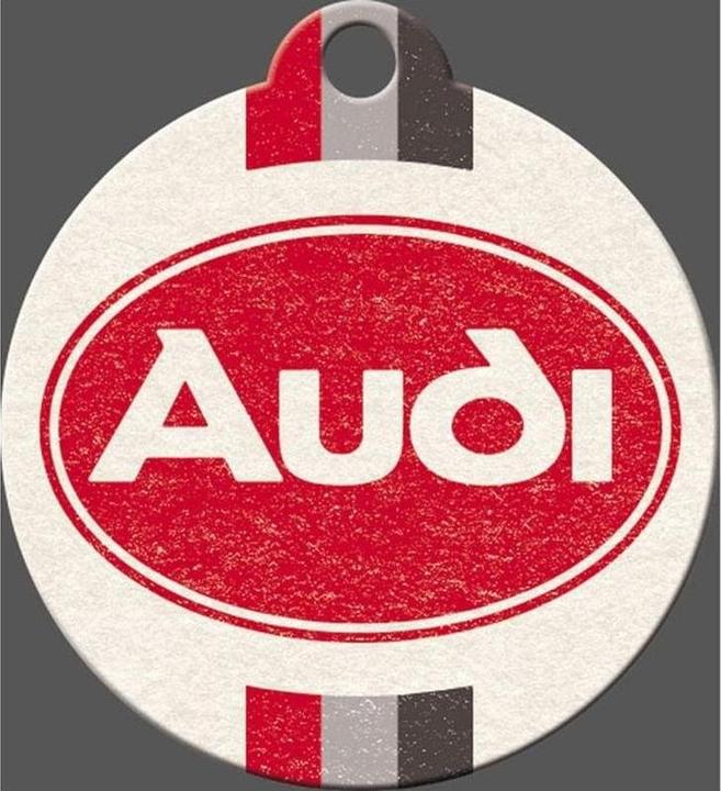 Produktbild Nostalgic-Art Merchandising Schlüsselanhänger Audi Logo Ø 4 cm, 1 Stück, Mehrfarbig