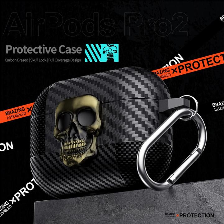 Produktbild Cover-Discount AirPods 4 Skull Schutzhülle mit Karabiner (Kopfhörer Hülle)