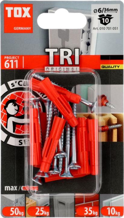 Actual product image Tox All-purpose dowel Tri 6x36 mm, incl. screw 10 pieces (10 pcs.)