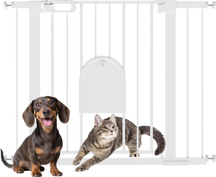 PawHut Türschutzgitter ABS, Stahl Weiss (75 - 103 cm)