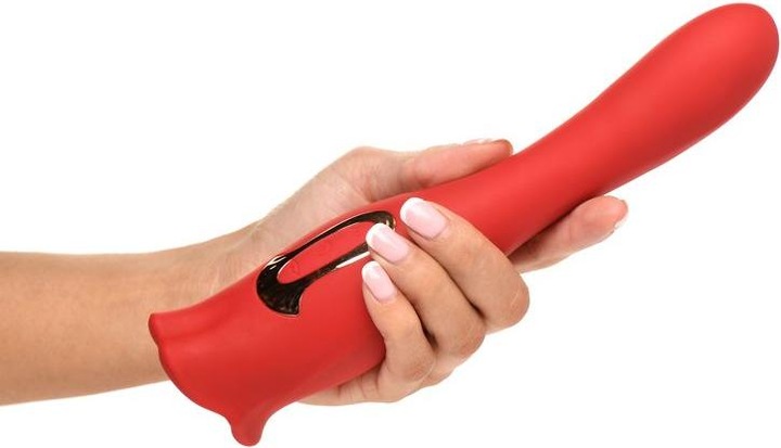 Image du produit XR Brands Lickgasm Baiser + Vibromasseur Baiser Double Face - Rouge