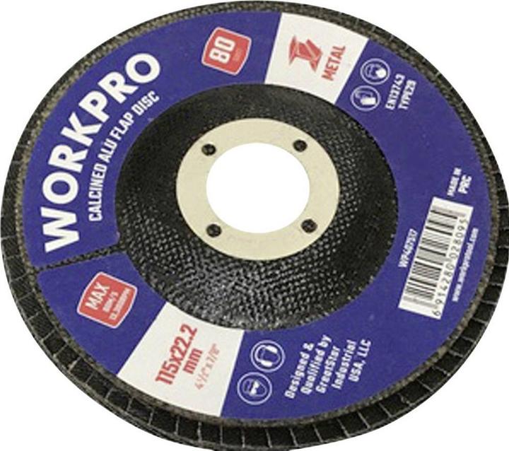 Workpro Fächerschleifscheibe Profi – 115 mm K80, 10 stk (80)