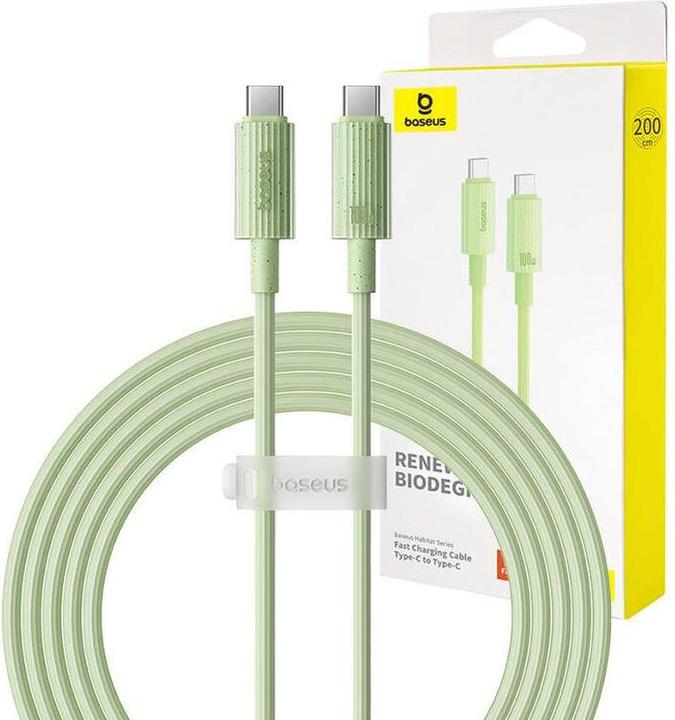 Produktbild Baseus Fast Charging cable USB-C to USB-C Habitat Series 2m 100W (green) (2 m, 100 W)