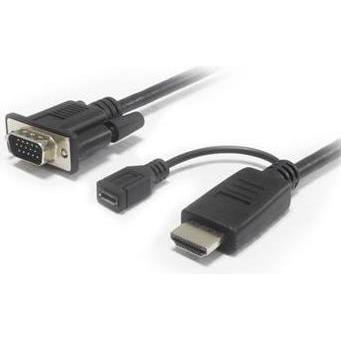PremiumCord kabelovï¿½ pï¿½evodnï¿½k HDMI na VGA s napï¿½jecï¿½m micro USB konektorem - Äernï¿½ (Micro USB), Adattatore dati + video, Nero