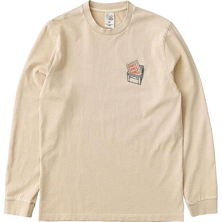 Nudie Jeans, Herren, Shirt, Langarmshirt RUDI DANCE DANCE, Beige, (S)
