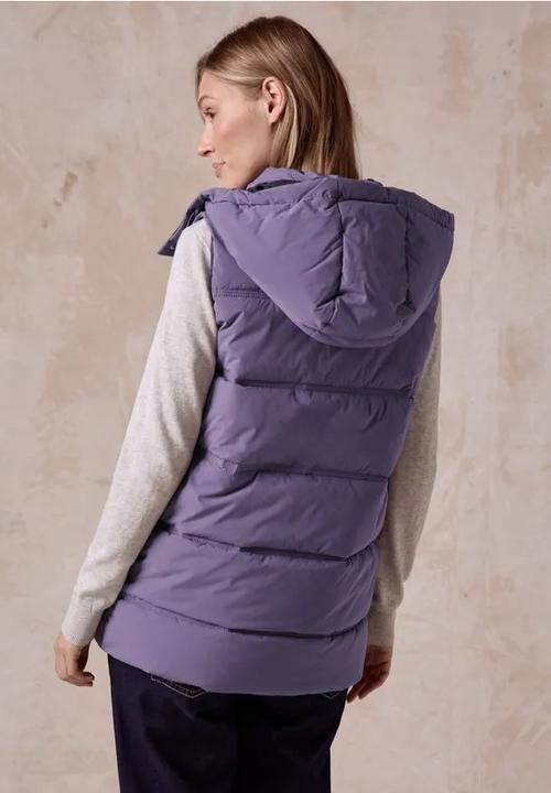 Actual product image Cecil Quilted Hooded Vest with Zipper, Removable Hood, Side Pockets, Midi Length, Lightly Warming (XL)