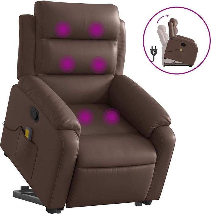 Produktbild VidaXL Massagesessel mit Aufstehhilfe Fernsehsessel Relaxsessel Braun Kunstleder
