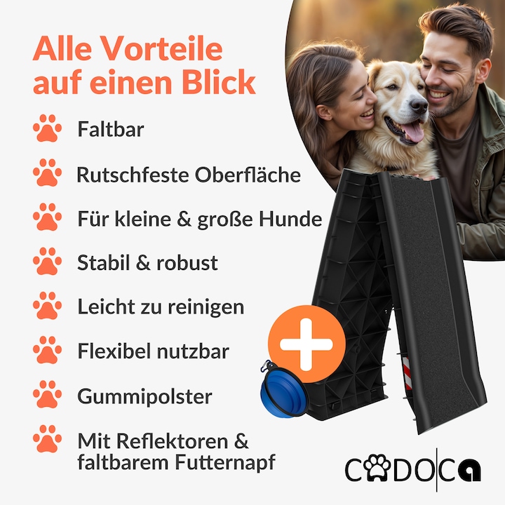 Produktbild Cadoca Hunderampe (Hund, Faltbar, Reflektoren)