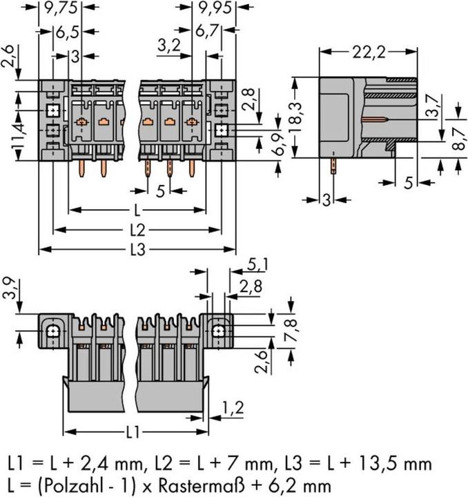 Actual product image Wago THT pin header Solder pin