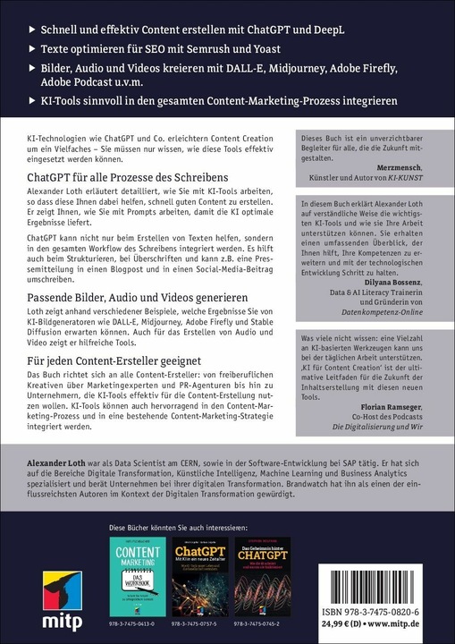 Actual product image KI für Content Creation (German, Alexander Loth, 2024)