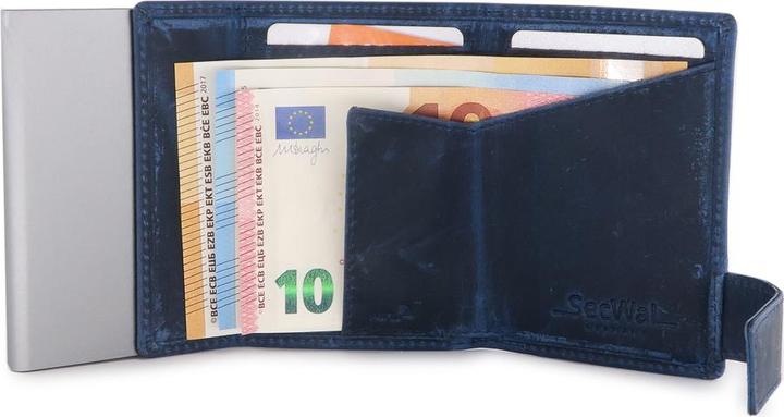 Actual product image SecWal 2 Kartenetui mit Münzfach, blau, 10 Karten, RFID