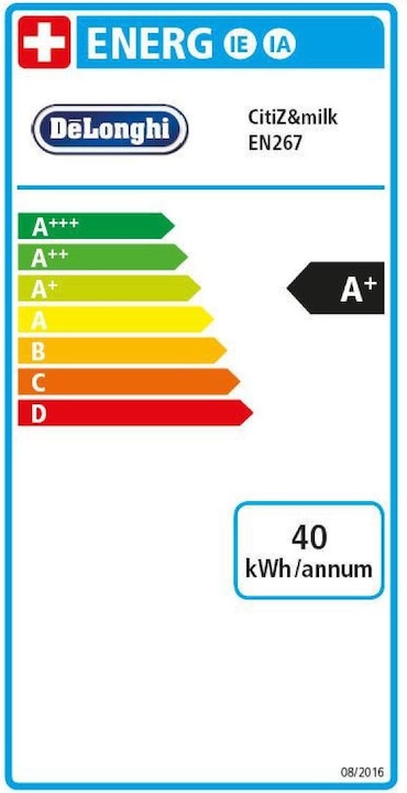 Energy Label De'Longhi Nespresso CitiZ & Milk (NESPRESSO Original, EU plug)