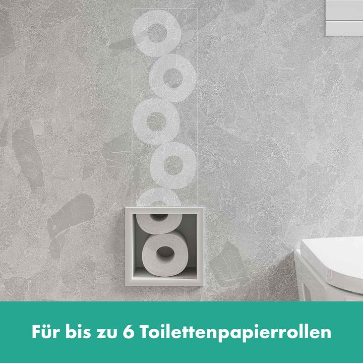Actual product image hansgrohe XtraStoris Original toilet roll holder, built-in, with storage container for 6 rolls, 140x