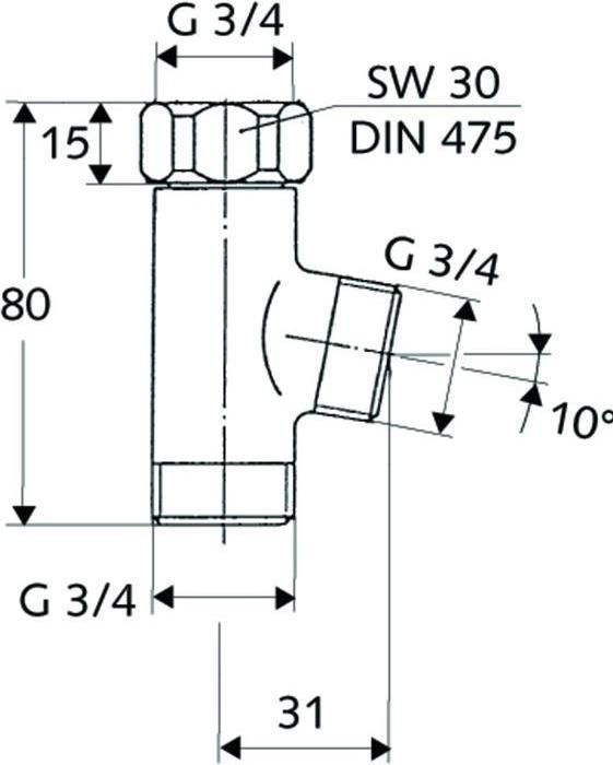 Actual product image Schell T-piece chrome 3/4inch