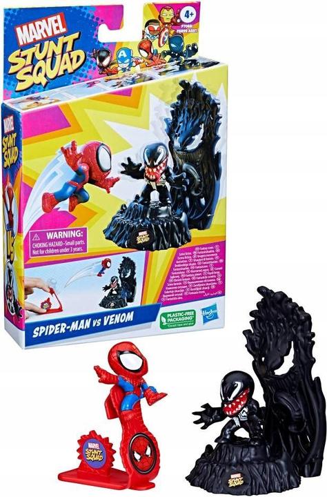 Actual product image Hasbro Stunt Squad Spider-Man vs. Venom playset with 3.5 cm action figures