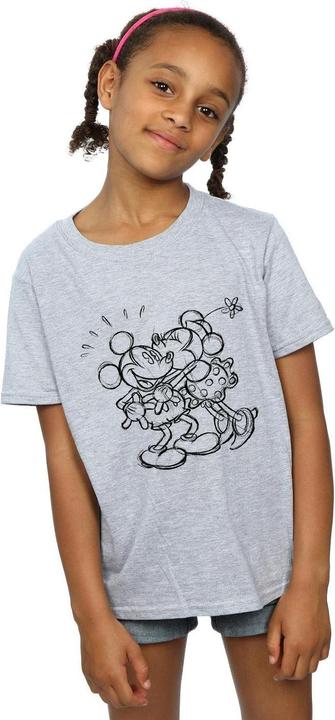 Actual product image Disney Girls Mickey And Minnie Mouse Kiss Sketch Cotton T-Shirt (116)