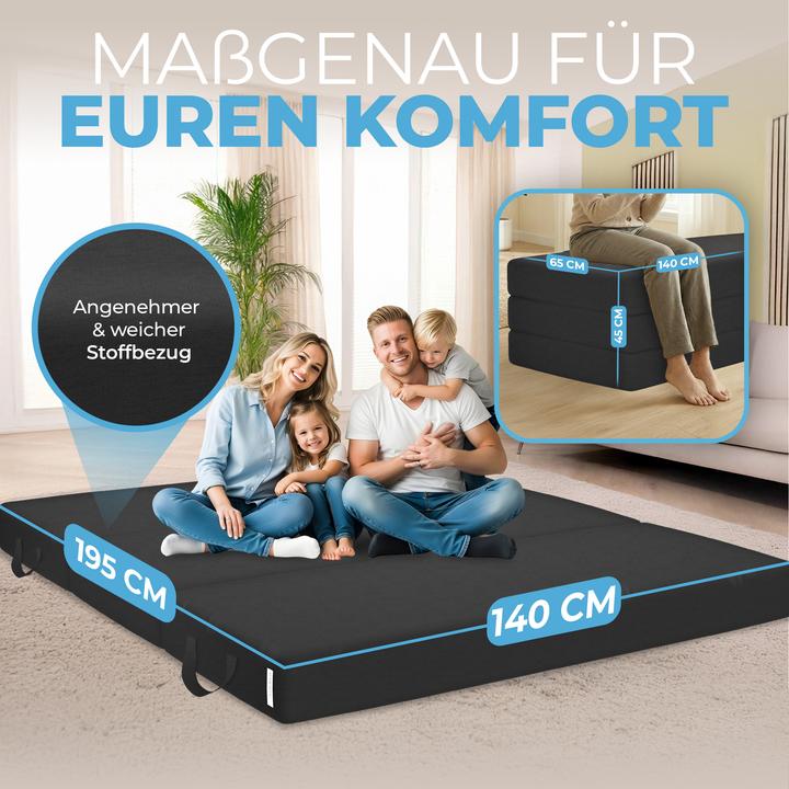 Actual product image Bestschlaf Klappmatratze, 3-teilige Faltmatratze, Reisebett, Gästematratze (Foam core, 140 x 195 cm)
