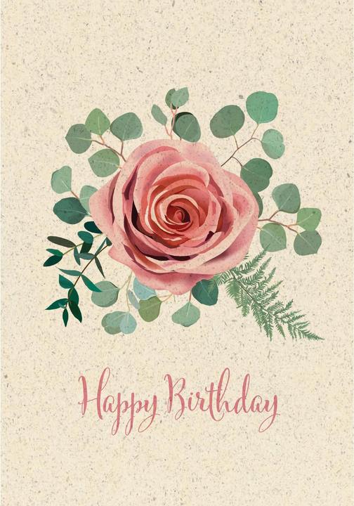 Actual product image Birthday Card Grass Paper - Rose (1 pcs.)