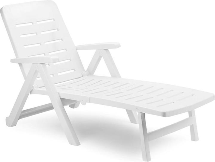 Mojawo Rollable lounger folding lounger garden lounger plastic - white (189 cm)