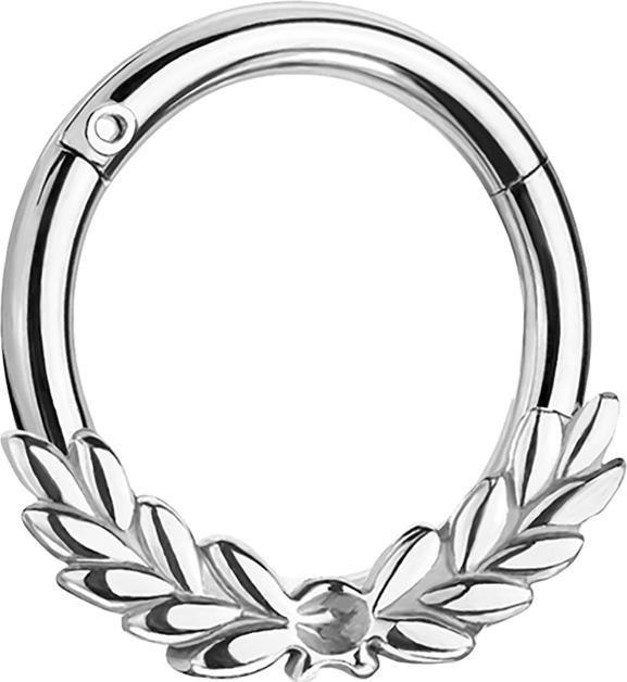 Produktbild Star Piercing Micro Segmentring klappbar silber mit Lorbeerkranz (ohne Messing, Chirurgenstahl 316L)