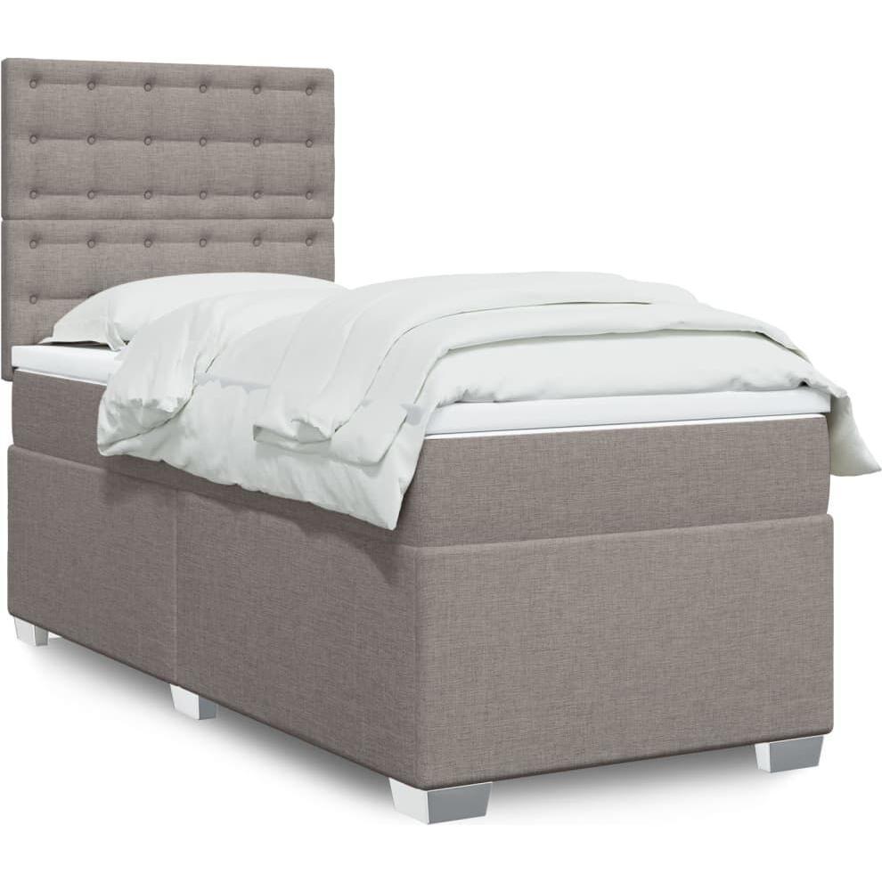 VidaXL, Bett, Bo x springbett mit Matratze 90 x 200 cm Stoff (90 x 200 cm)