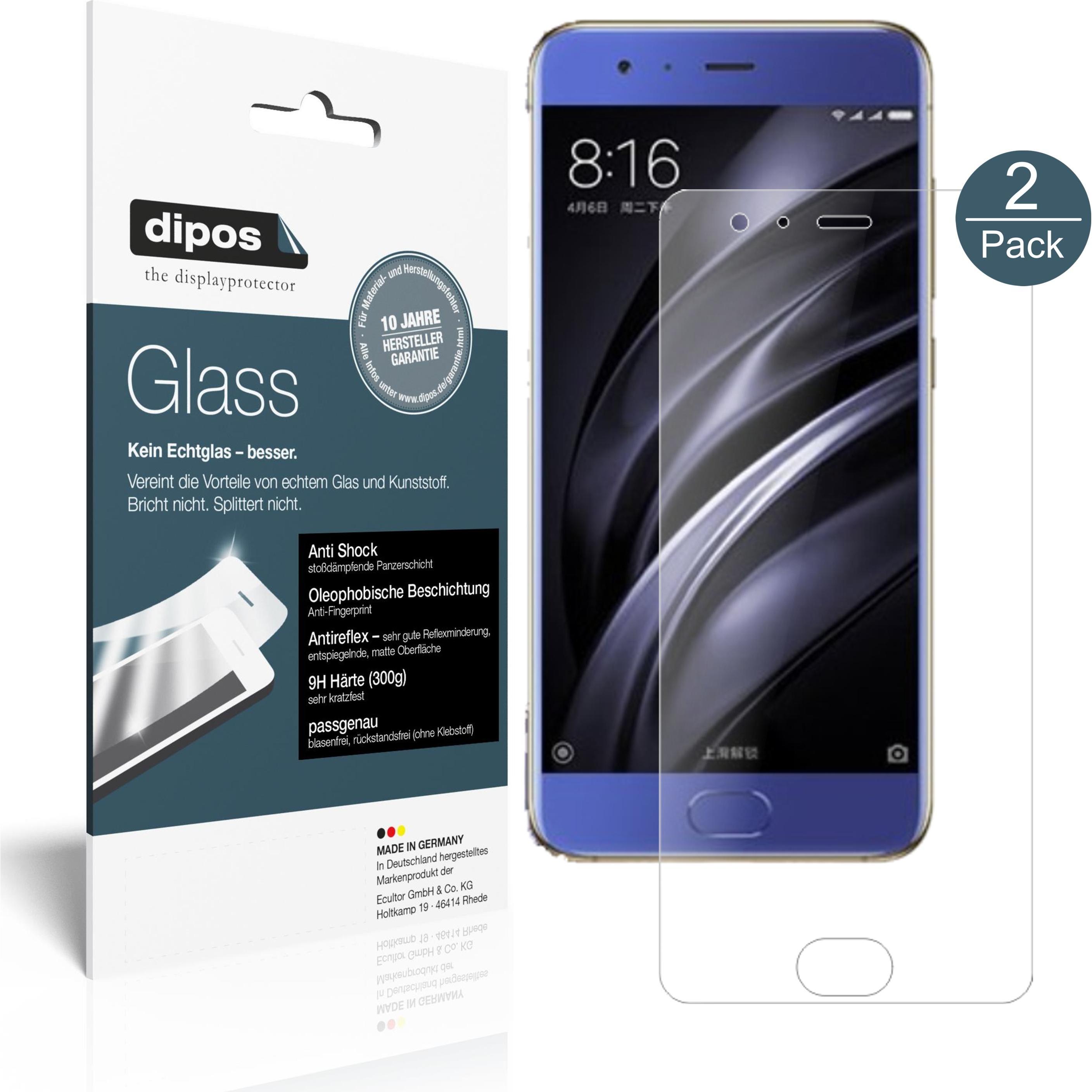 Dipos Displayschutz Anti-Shock (2 Stück, Xiaomi Mi 6), Smartphone Schutzfolie, Transparent